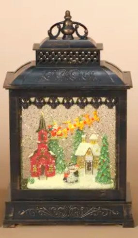 A G340 Santa Reindeer Lighted Musical Spinning Water Globe