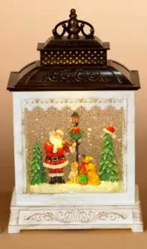 A G530 Santa Lighted Musical Spinning Water Globe Lantern