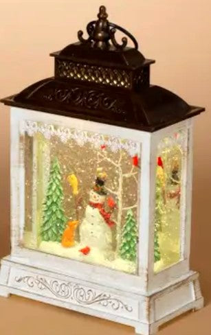 A G530 Snowman Lighted Musical Spinning Water Globe Lantern