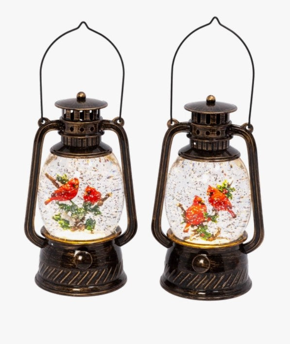 A G300 Cardinal Lighted Spinning Water Globe Lantern