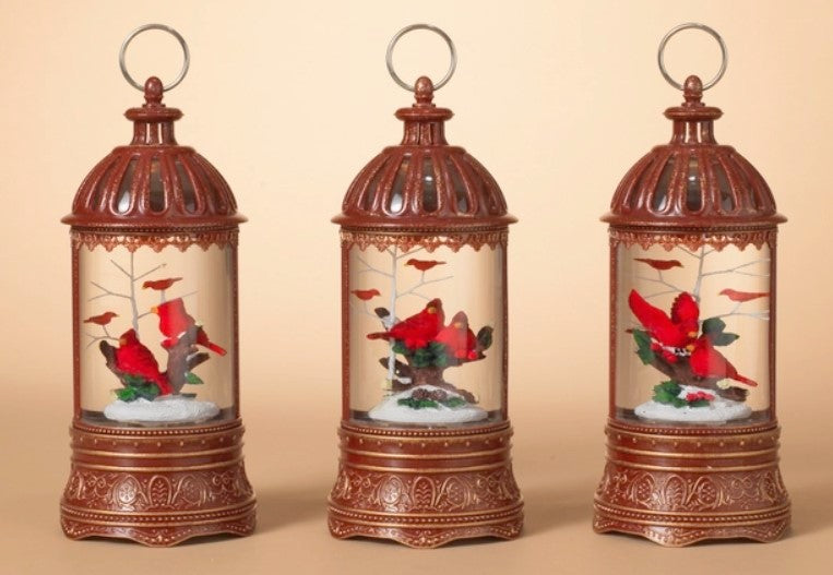 A G760 Cardinal Lighted Musical Spinning Water Globe Lantern
