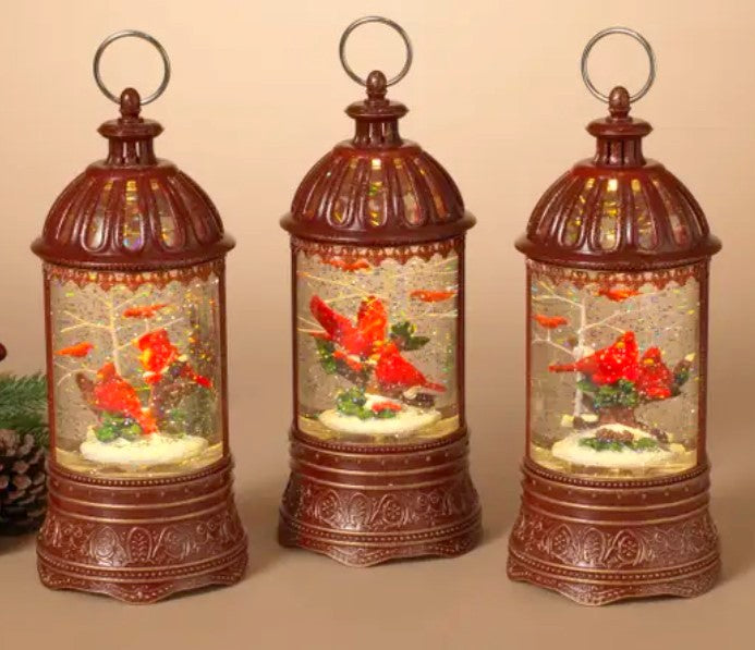 A G760 Cardinal Lighted Musical Spinning Water Globe Lantern