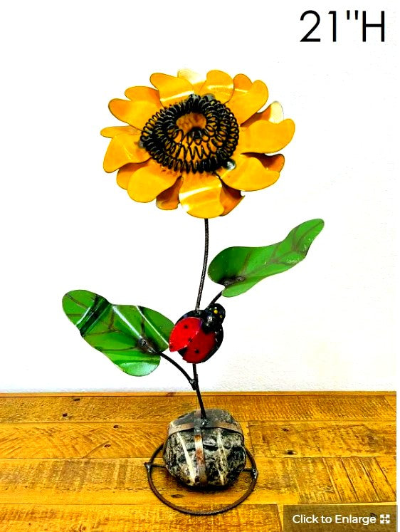 Flower Sunflower ladybug Metal Art