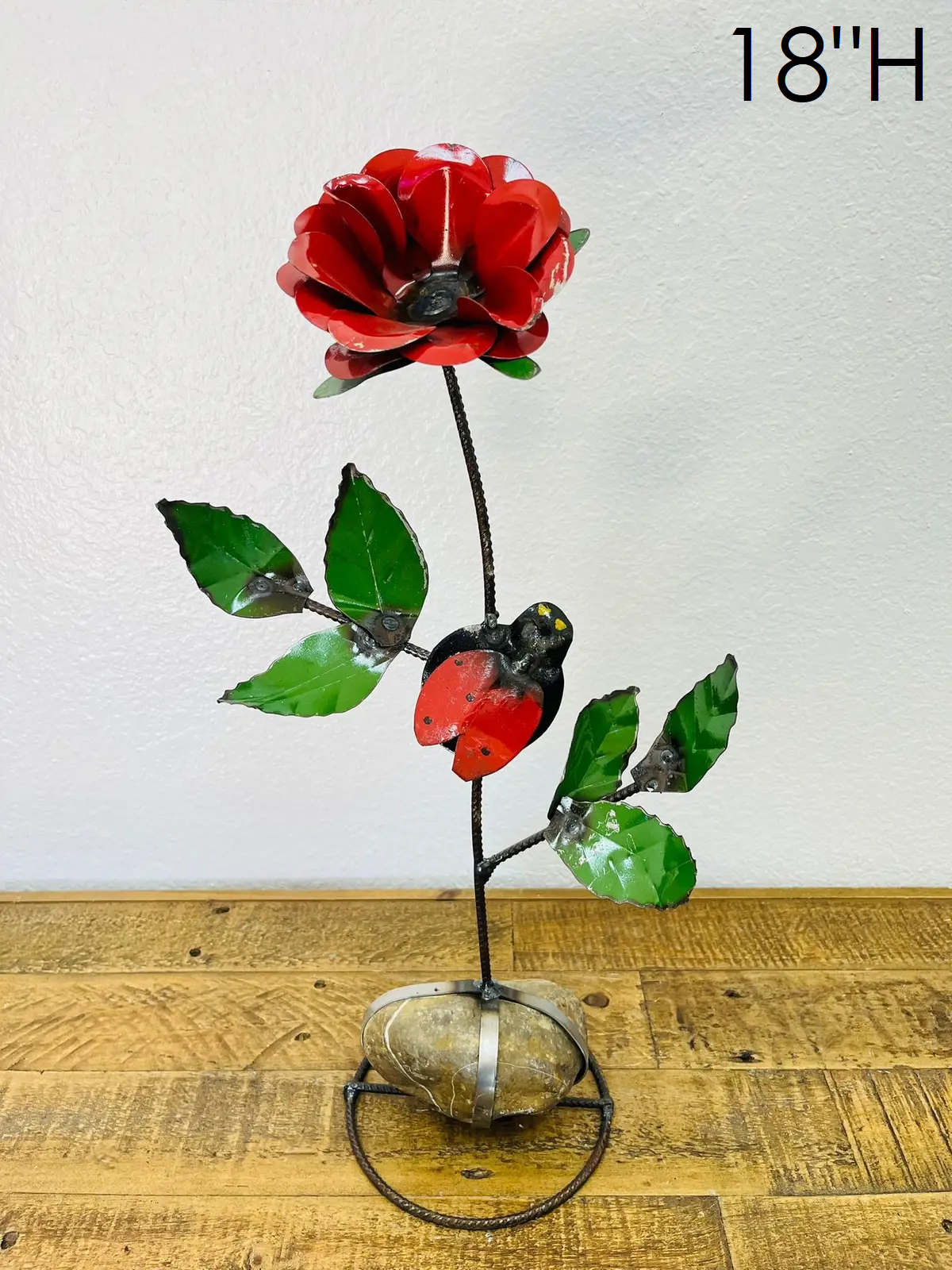 Flower Rose ladybug Metal Art