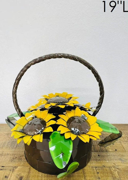 Sunflower Basket Metal Art