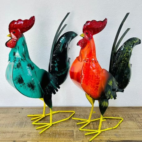 Rooster Large Long Tail Rooster Metal Art