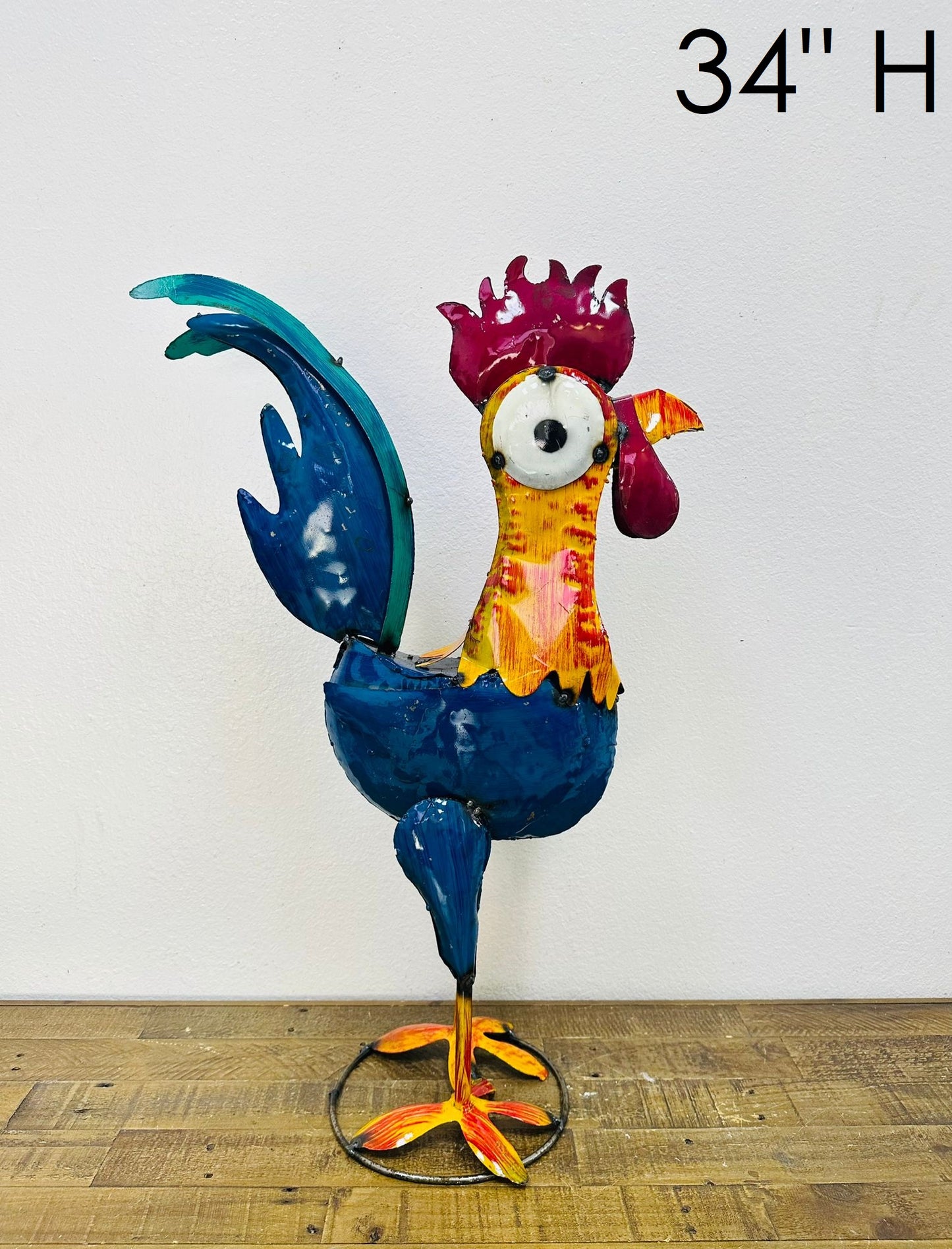 Rooster Fun 34" Metal Art