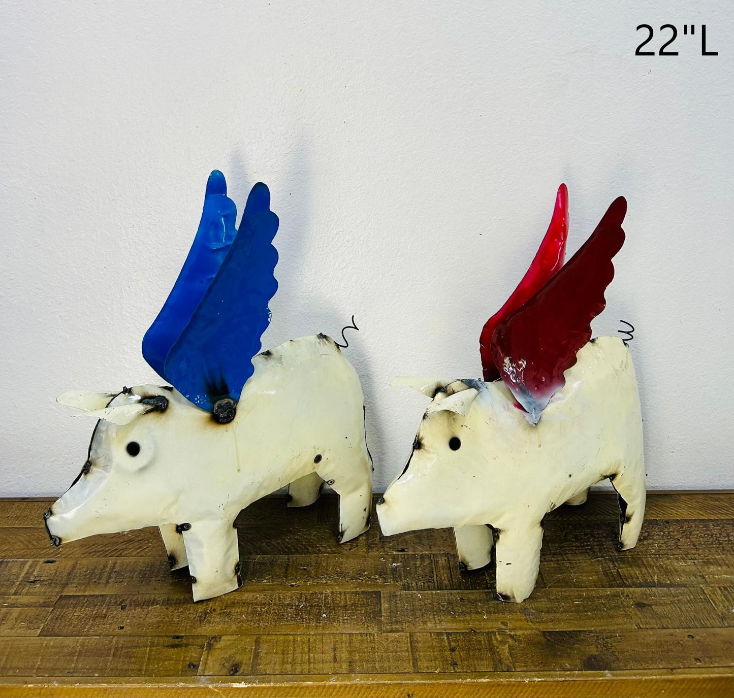 Pig Boots with Wings Metal Art