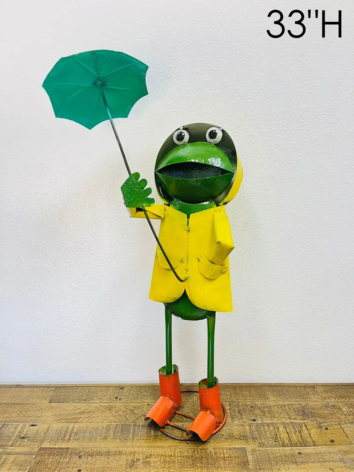 Frog Raincoat Metal Art 33"