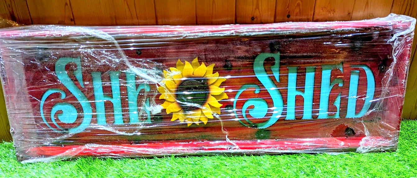 She Shed Sunflower Sign 11.5" x 35"