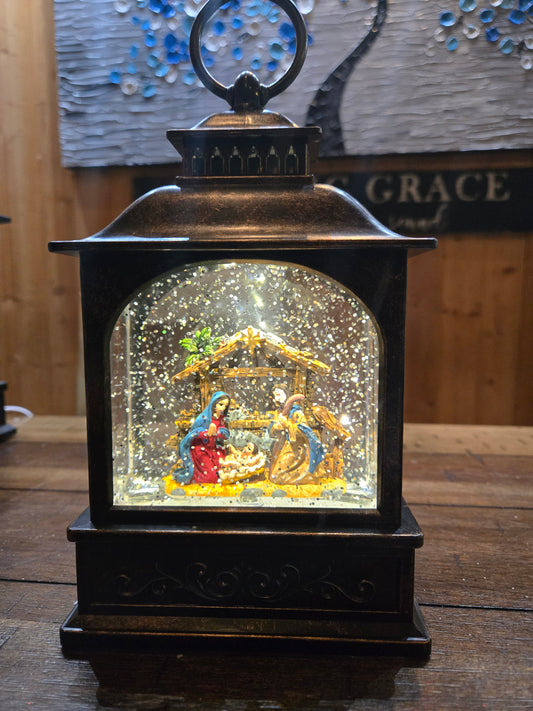 A R511 8.5" Nativity Lighted MUSICAL Water Lantern