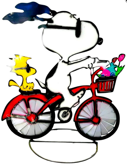 Sign Snoopy Riding a Bicycle