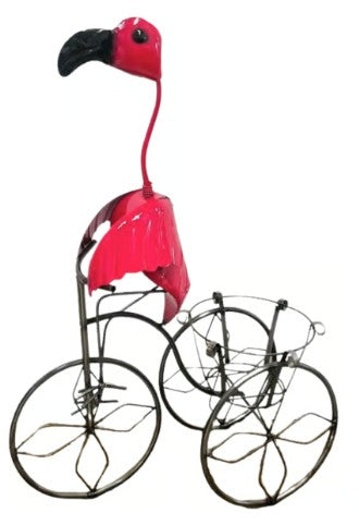 Flamingo Tricycle Planter Metal Art 38H