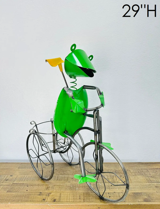 Frog Tricycle Planter Metal Art