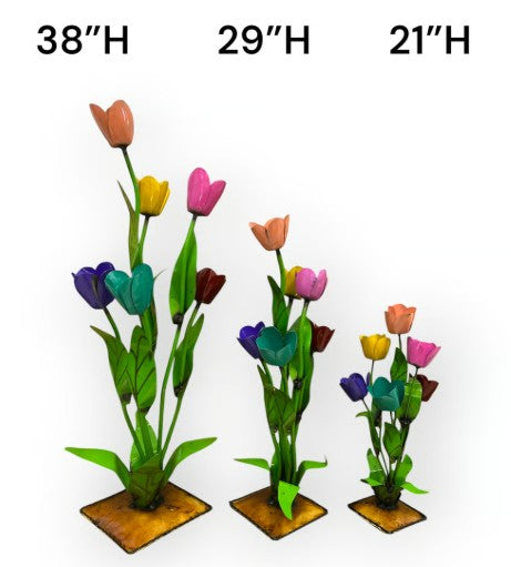 Flower Tulip Vase Small 21" Metal Art