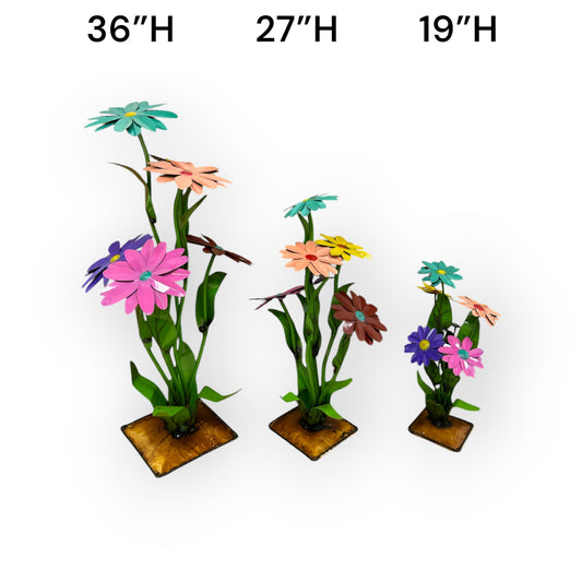 Flower Daisy Vase Small 19" Metal Art