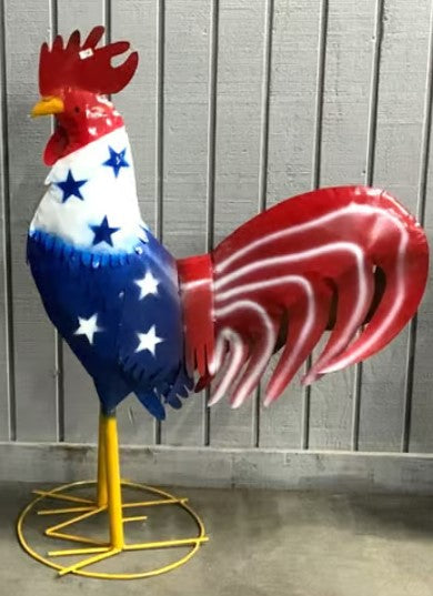 Rooster Patriotic 2' Metal Art