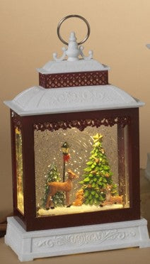 A G670 DEER Lighted Spinning Water Globe Lantern