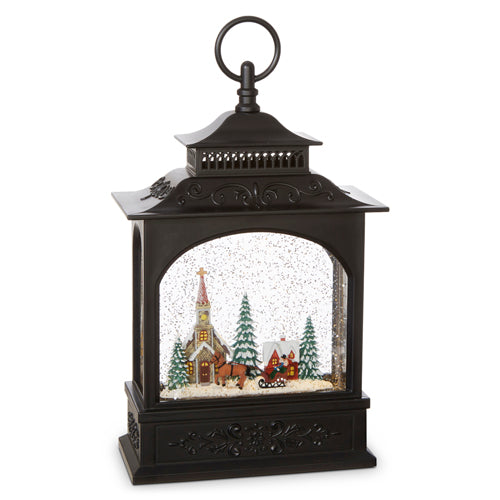 A R772 11" Town Scene Lighted MUSICAL Water Lantern