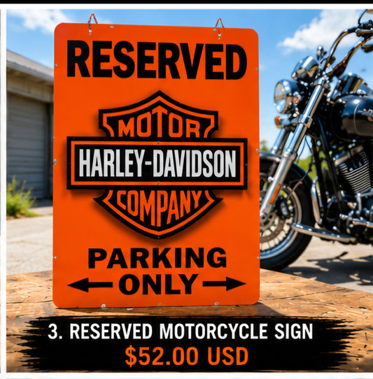 Harley Davidson Reserved Motorcycle Sign
