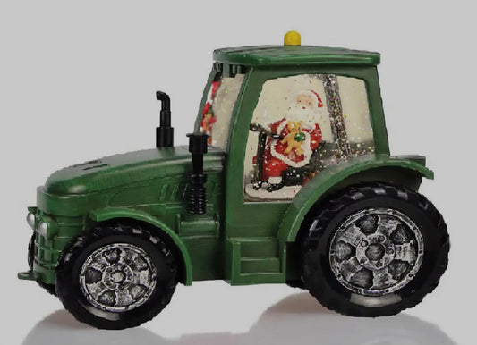 A 011738 Santa Tractor Glitter Globe