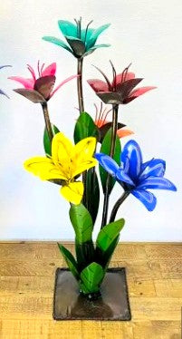 Flower Lily Vase Medium 31" Metal Art