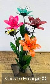Flower Lily Vase Small 21" Metal Art