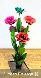 Flower Rose Vase Small 21" Metal Art