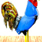 Rooster Colorful Tail 28" Metal Art