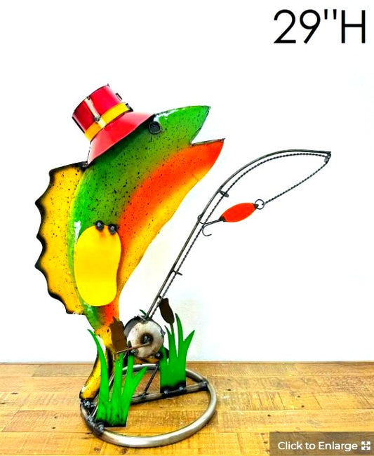 Fish & Fishing Rod Metal Art