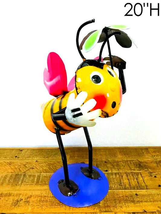 Bee with Umbrella Metal Art