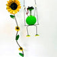 Frog Sunflower Swing Metal Art