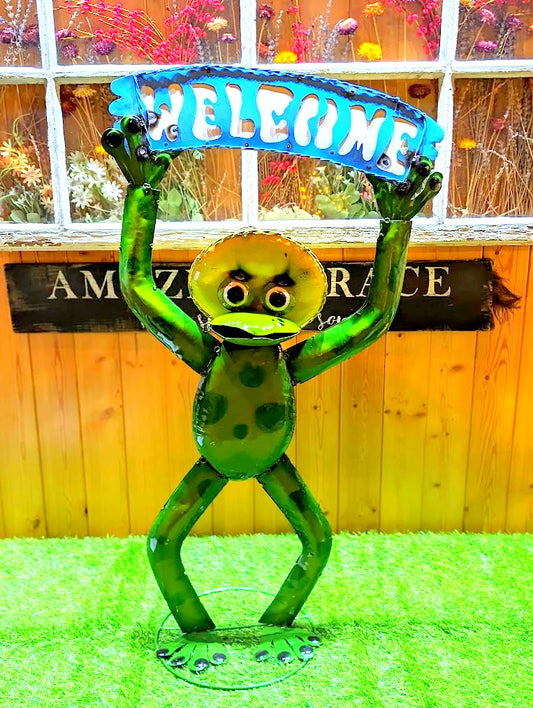 Frog Welcome Art 36" Metal Art
