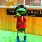 Frog Raincoat Metal Art 33"