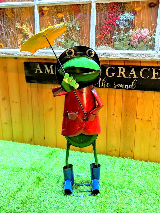 Frog Raincoat 33" Metal Art